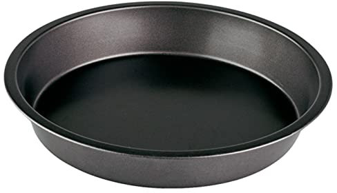 Tradineur - Molde redondo de acero antiadherente 26 x 5 cm, recipiente, bandeja, fuente para horno, repostería, roscón, bizcochos, tartas, pasteles, apto para lavavajillas