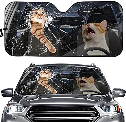 Belidome Parasoles de coche para conductor de gato loco para mujeres y hombres, accesorios universales para automóvil, visera solar