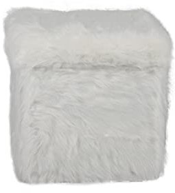La Maison Plush Faux Fur Shaggy Ottoman Foldaway Storage Box Cube Seat Footstool Grey 38x38cm (White)