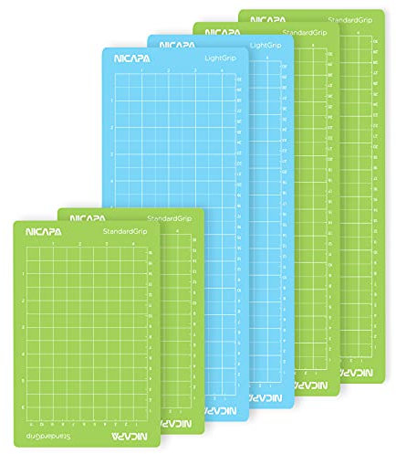 NICAPA Ersatz-Lightgrip-Standardgrip-Schneidematte für Cricut Joy (4,5 x 6,5 Zoll, 4,5 x 12 Zoll, 6 Stück) klebend und klebrig rutschfeste flexible quadratische Gitterschnittmatten-Set Matten
