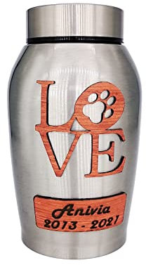 Tarngod Custom Pet Urn with Name Plate or Scripted Name, Personalized Dog or Cat Urn, Custom Dog Urn
