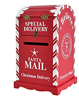 TSTSM Cassetta delle Lettere di Natale Lettera a Babbo Natale, Cassetta delle Lettere da Esterno in Legno retrò Magica, Decorazioni Natalizie all'aperto