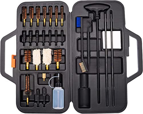 BOOSTEADY Kit de Nettoyage pour Pistolet, Kit de Nettoyage pour Fusil de Chasse .22 .357/9MM .30 .40 .45 .243 .270 12GA 20GA, Kit de Nettoyage de Fusil Carabine Arme avec Brosses de Chambre d'Alésage