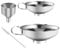 4 Stück Trichter Edelstahl Set, Marmeladentrichter, Einmachtrichter aus Edelstahl, Einfülltrichter mit Griff, zum Umfüllen von Gewürzen, Flüssigkeiten, Pulver, Bohnen, Konfitüre (3 Größen, 1 Bürste)