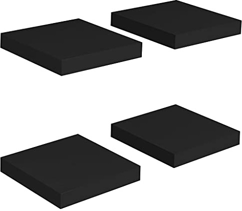 vidaXL Floating Wall Shelves Set of 4, Black Honeycomb MDF and Metal Frame, 23x23.5x3.8 cm - Ideal for Living Room, Bedroom or Office
