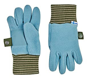 Finkid Sormikas Blau - Warme atmungsaktive Kinder Fleece Fingerhandschuhe, Größe XL - Farbe Smoke Blue - Bronze Green