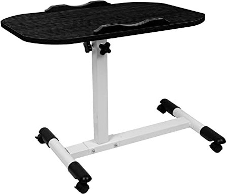 HaodaCulture Mobiler Betttisch auf Rollen,Notebook Tisch höhenverstellbar Pflegetisch mit Rollen MDF Holz Laptoptisch Couchtisch Tischplatte neigbar für Kranken- und Pflegebetten 60x40*61-95cm