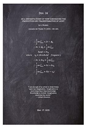 KOURT Fotoelektrische Gleichung Gesetze der Physik und Mathematik Tafel Leinwand Poster Wandkunst Dekor Druck Bild Gemälde für Wohnzimmer Schlafzimmer Dekoration Rahmen: 30 x 45 cm