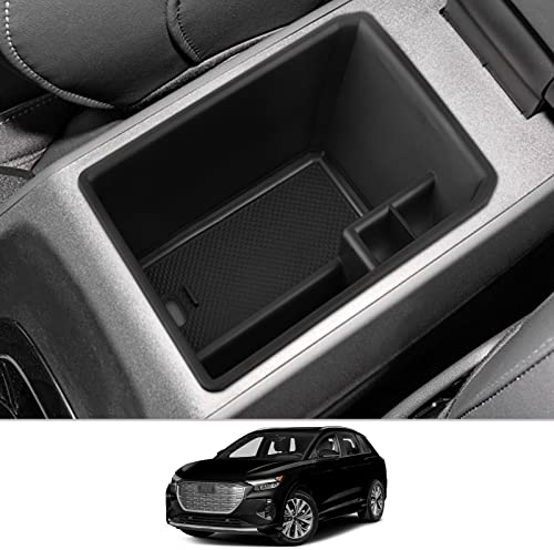 CDEFG Kompatibel mit Audi Q4 Q5 Etron 2021 2022 2023 Mittelkonsole Organizer Q4 Q5 E-tron Aufbewahrungsbox Auto Center Console Tray Q4 Sportback etron 2023 Zubehör (ohne Löcher schwarz)