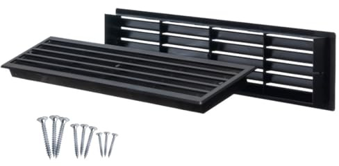 ABOUT VENT 450x92mm Türlüftungsgitter Doppelseitig - Tür Lüftungsgitter Schwarz Kunststoff - Badezimmerlüftung Abluftgitter Türgitter Belüftungsgitter Gitter