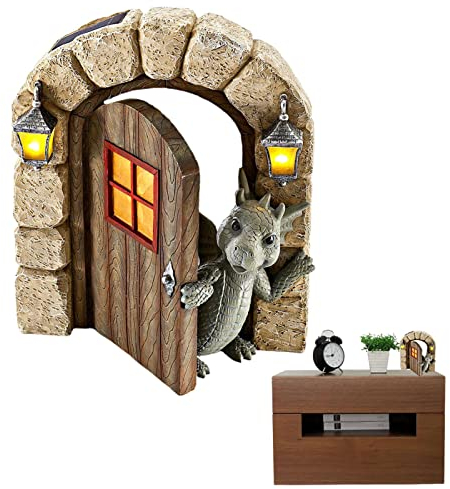 Fulenyi Escultura dragón Patio | Jardín al Aire Libre Lindo Dragón Decoración - Divertido Lindo Bebé Dragón Falso Piedra Resina Finish Figura Escultura fantasía