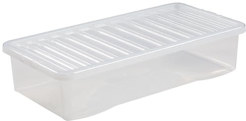 VTL® PLASTIC STORAGE BOXES WITH LID - BLACK LID - 17 SIZES - HOME - BEDROOM - GARAGE - OFFICE - SCHOOL - STORAGE - NESTABLE - STACKABLE (42 LITRE, SET OF 3)