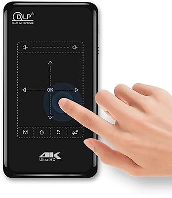 P09 DLP Projector, 1080P 4K Supported 2000 Lumens Portable Projector, Android 9.0 WiFi Bluetooth Mini Projector for TV Stick, Android (RAM:2G ROM: 16G)