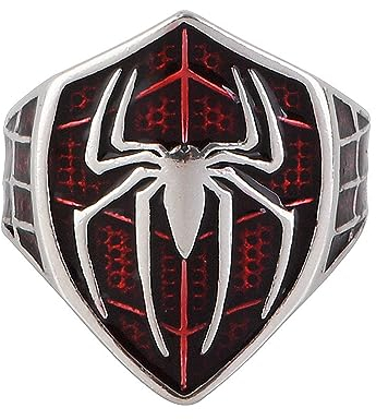 Spinnen ring für Herren Damen 925 Sterling Silber Rot Epoxy Schild Ring Spinnennetz Ring Offen Verstellbar