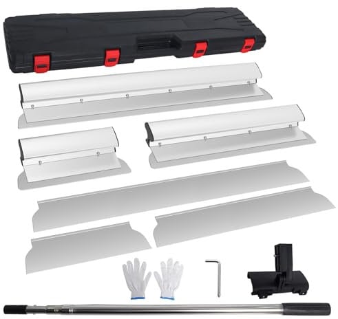 Spatole per Stucco Kit, Frattazzo per Stucco con Manico in Alluminio Regolabile e Lama di Ricambio, Spatola di Finitura per Intonacare Pareti e Soffitti (30cm+ 55cm +80cm)