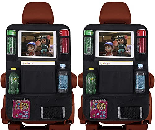 Wuzdy 2 Stück Auto Rückenlehnenschutz, Autositz Organizer Wasserdichter, Auto Rücksitz Organizer Für Kinder, Rücksitzschoner Kick Matten Schutz, 600D Oxford Stoff,10 Taschen, Mit iPad Tablet Fach