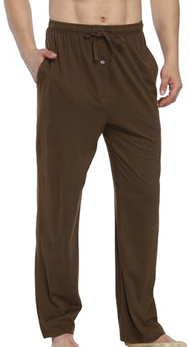 HomyComy Bas de Pyjama Homme 100% Coton Pantalon de Pyjama à Carreaux Vêtements de Nuit avec Poches à Cordon
