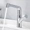 Robinets, robinet de lavabo avec douchette extractible, robinets de lavabo de salle de bain en laiton rétractable eau chaude et froide pivotant mitigeur de salle de bain extractible/Chrome