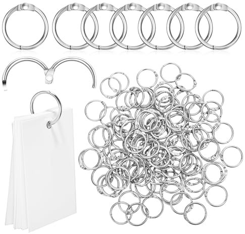EXCEART 120St Karteikarten Keychian-O-Ring Ringbuchklammern Ringmappe schnellhefter Ringe Schlüsselbund Notebook-Ring selber machen Loses Blatt Buchen Schnalle Konto Büro Klemmring Metall