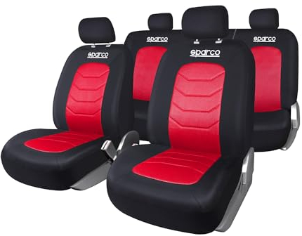 OMAC SPARCO Sitzbezüge Sitzauflage Sitzkissen Schonbezüge Autositzbezüge Universell Rot Vorne Hinten
