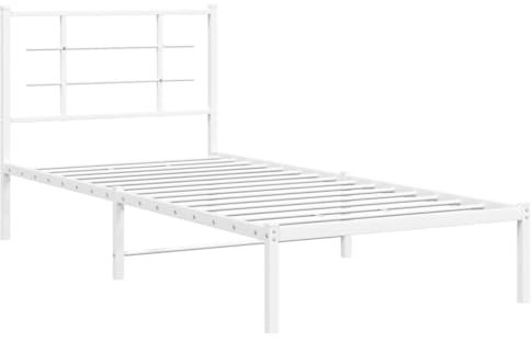 vidaXL Bettgestell mit Kopfteil Metall Weiß 90x200 cm