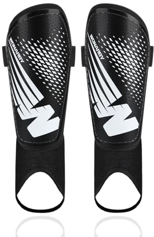 Schienbeinschoner Kinder Fussball Knöchelschutz Herren - Fußball Ausstattung Mit Verstellbarem Klettverschluss - Leicht Langlebig rutschfest für Jungen Mädche im Alter von 5 bis 7 Jahren - Schwarz S