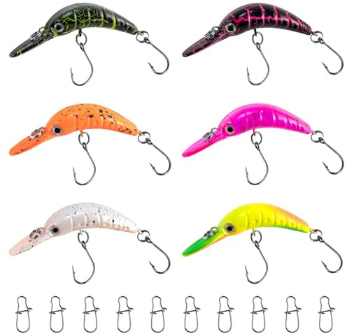 Dr.Fish Forellen Wobbler Set Langsam Sinkende Wobbler 5,2/4cm 1,5/2,6g Lauftiefe: ca. 0,5m zum Forellen Teich Angeln Köder mit Einzelhaken in Fängigen Farben