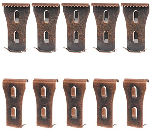 10pcs Metal Brick Hook Clips,Steel Brick Fasteners Wall Hooks for Hanging Outdoors Heavy Duty Brick Hooks No Drill for Pictures Lights Wreaths Hanger Fits 2.25-2.45 Inch High Bricks (Red Copper Color)