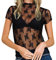 Mesh Sexy Tops for Women Lace Short Sleeve Tops Floral Sheer Blouse See Through Layering Shirts