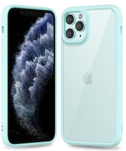 oakxco Thin Slim Clear case for iPhone XR, Transparent Hybrid Hard Shell Plastic & Soft Silicone Rubber Bumper, Non-Yellow Acrylic Protective Lightweight Cover for Women, Mint Green