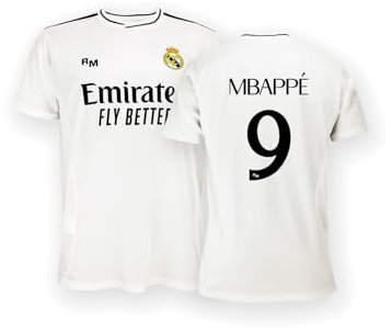 Real Madrid Prima Maglia Stagione 24/25, Mbappé, 8 Anni, Replica Home con Licenza Ufficiale