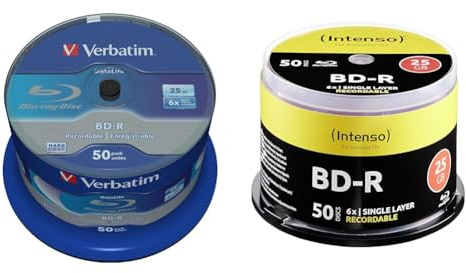 Verbatim BD-R SL Blu Ray Rohlinge, Datalife Blu Ray Disc mit 25 GB Datenspeicher, kompatibel mit Blu Ray Playern und Brennern sämtlicher Hersteller, 50er Pack Spindle & Blu-Ray, 25GB - 50er Spindel