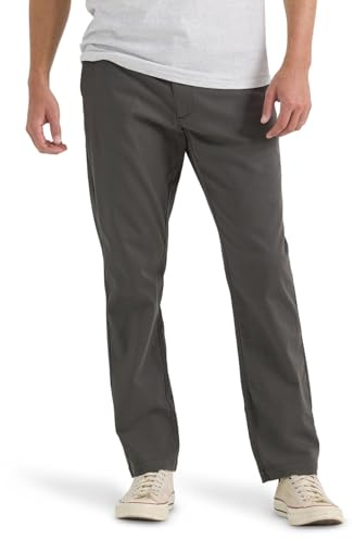 Lee Men's Extreme Motion Flat Front Relaxed Taper Pant Static Gray 34W x 30L