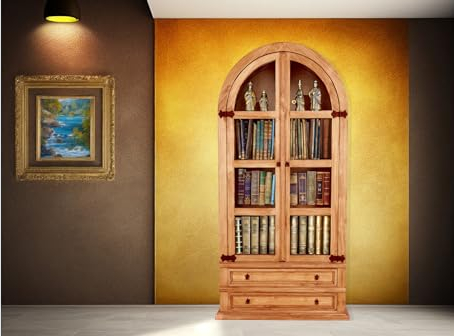 1a Direktimport Rundbogenvitrine Schrank - original Mexico Möbel - Landhausstil - Pinie Massivholz - mexikanisch