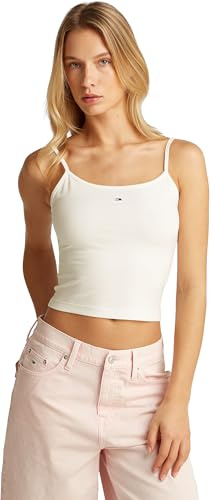 Tommy Jeans Donna Canotte Confezione da 2 Essential Strap Top Elasticizzate, Multicolore (Ecru/Precious Pink), L