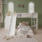 Evaolph Lit superposé 90x200cm, Multifonctionnel lit Mezzanine avec Toboggan et Échelle, Lit 90x200, Bois, Blanc