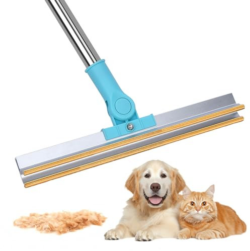 Meff-Mluk Pet Hair Remover Carpet Rake Lint Scraper with Adjustable 140cm Long Handle for Couch Rug, Dog Cat Hair Removal Brush Tool, Reusable Fur Broom for Car Furniture Mat Stairs