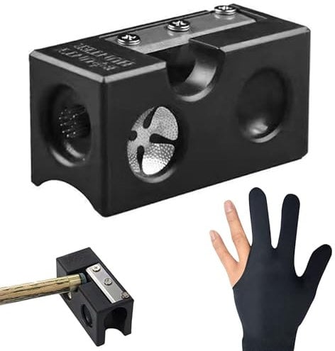 Xiciki 8 in 1 Billiard Cue Tip Shaper, Snooker Cue Tip Shaper Pool Cue Tip Shaper, Multifunctional Cue Repair Kit for Replacement and Shaping Cue Tips with a Three-Finger Billiard Gloves