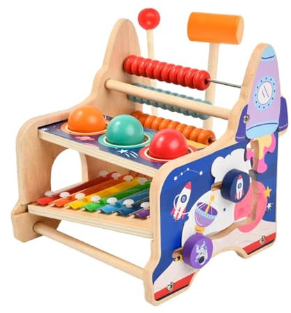 Hammer Xylophone Toy - Wooden Musical Instrument Toy,Hammering Pounding Toys Developmental Xylophone for 3-5 Years Old Boys