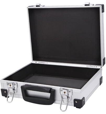 Fenteer Koffer aus Aluminiumlegierung, tragbarer Aluminium-Schließfach, harte Aktenkoffer mit Griff, tragbarer Werkzeugkoffer, Koffer für Männer, Ohne Schwamm