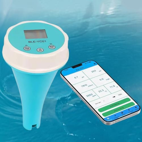 Testeur d'eau de piscine numérique 6 en 1 avec connexion par application - Mesure professionnelle du PH, du redox, du chlore, de l'EC et de la température - Détecteur de qualité de l'eau