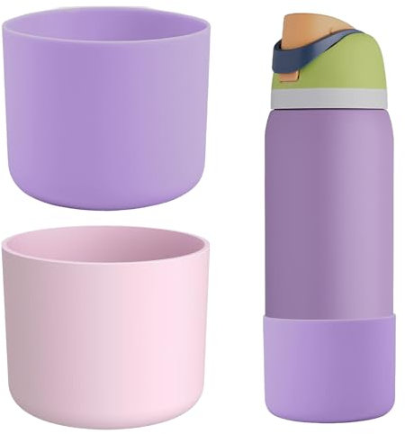 Neyeau 2Pcs Silicone Water Bottle Boot for Owala, Silicone Bottle Covers Suitable for Owala 32 Oz, Effectively Protect the Bottom of The Water cup, Suitable for Daily Life, Travel (Purple+Pink)