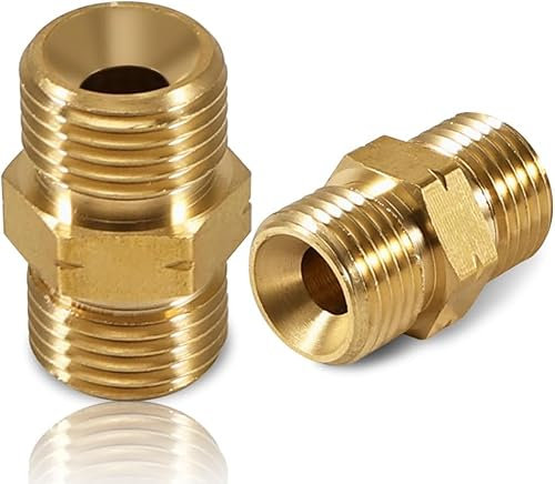 2 Pièces Raccords en Laiton 1/4 Pouce, Adaptateur Raccord Gaz Propane Double Mâle 1/4 Pouce, Connecteur pour Raccord Gaz, Plomberie, Climatisation et Panneaux Solaires