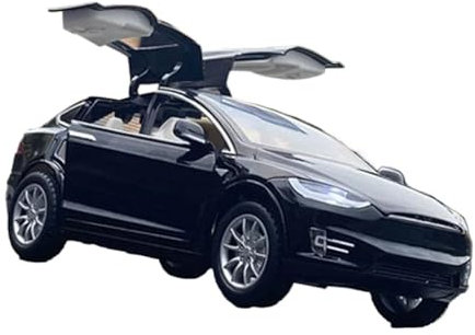 YCNXEB Miniatur Modelle 1 32 Für Tesla Model X Model S Legierung Automodell Druckguss Metall Spielzeugfahrzeuge Automodell Simulation Ton Und Licht Originalgetreue Nachbildung(Schwarz)
