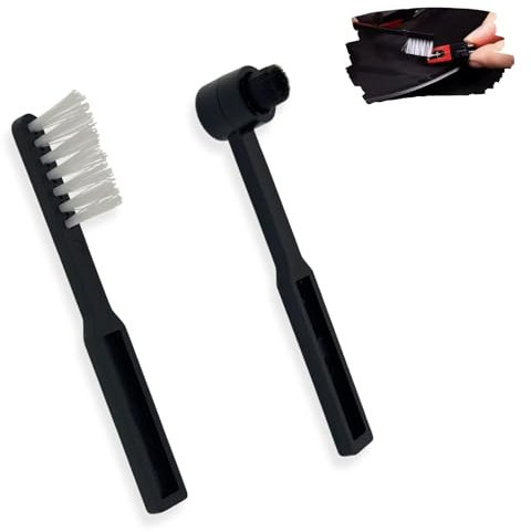 Brosse Nettoyage Vinyle – Lot de 2 Brossettes Antistatiques (Brosse Ronde Noire + Brosse Plate Blanche) – pour Aiguilles Platine, Qualité Sonore Optimale & Durée de Vie Prolongée