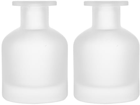GANAZONO Lot de 2 flacons diffuseurs vides en verre blanc rechargeables pour huiles essentielles avec roseau d'aromathérapie pour la maison, le bureau, la voiture, accessoires décoratifs pour la