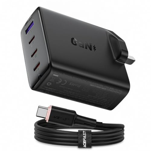 Acefast 100W USB C Charger GaN 4 Port Fast Charger with 60W USB-C Cable Laptop MacBook Charging Station UK