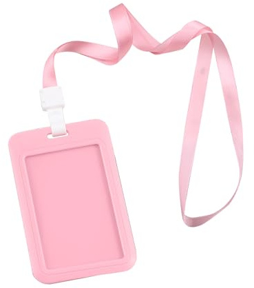 Abzeichenhalter Bright Color Sturdy ABS Bus Card Inhaber mit Lanyard for Company School (Rosa)