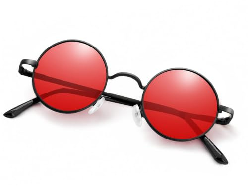 Morcheiong Retro Runde Polarisierte Sonnenbrille UV400 Hippie Style Unisex Sonnenbrillen Kreis für Damen Herren