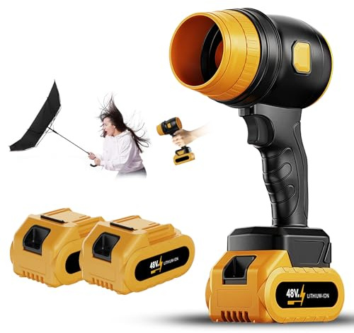 FormiPow Akku Laubbläser, 21V Turbo Jet Gebläse mit 2 x 1200mAh Akkus, Bürstenloses, 20 m/s, 34000 RPM Laubsauger Elektrischer Staubgebläse Laubgebläse für Laubblasen Auto, Rasen, Schnee, Staub